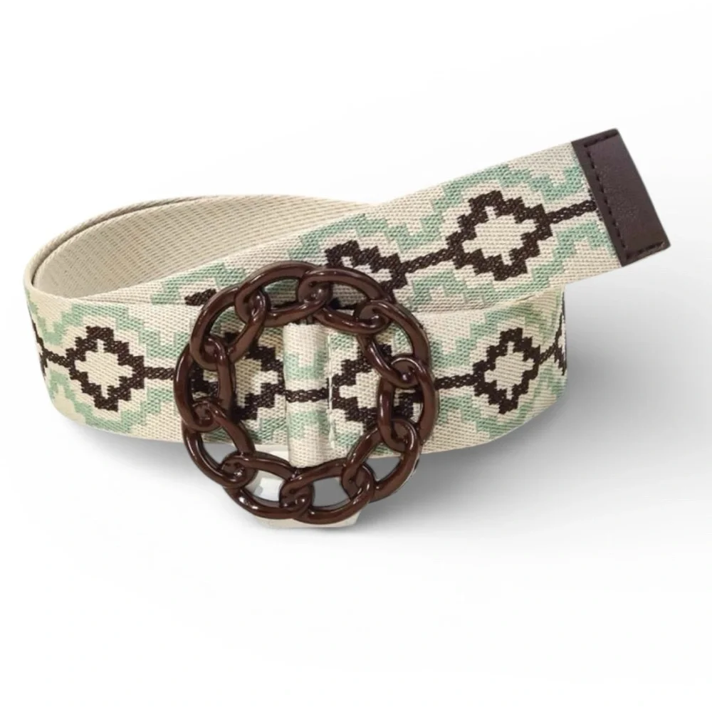 Boho Braided Belt Solid Chain Buckle